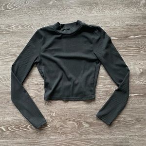 Cropped Mock Neck Top